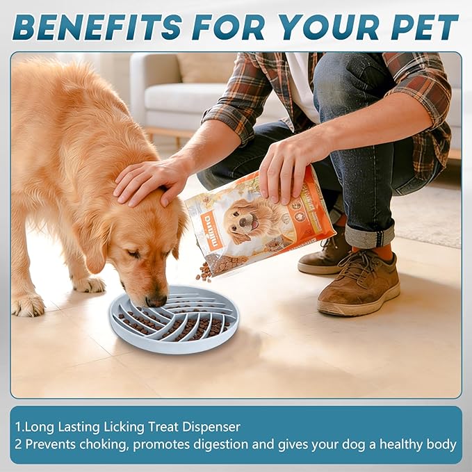 Silicone Slow Feeder Bowls for Dogs and Cats - Wet Food, Suction Cups, Interactive, Reduces Boredom, Anxiety, Anti-Choking, Non-Slip Design (Pink & Blue)