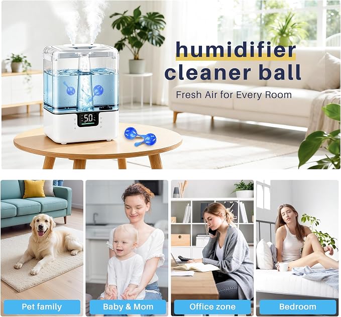 12 Pack Humidifier Tank Cleaner Balls compatible with All humidifiers | Humidifier Cleaner Balls for Fish Tanks, Purifies Water, Prevents Hard Water Build-Up Reduces Scale to improve Humidification