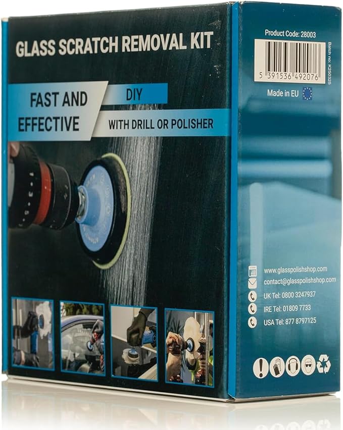 Glass Polish (3'') Glass Scratch Removal Kit for use with a Drill on All Glass Surfaces