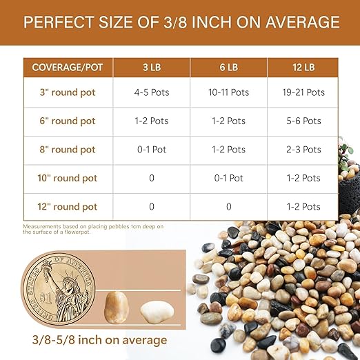 NUPICK 3lb River Rocks for Plants Indoor, 3/8 Inch Mixed Pebbles for Vase Fillers, Decorative Pea Gravel for Fish Tank, Natural Polished Stones for Succulent, Bonsai, Landscaping, Bird Baths