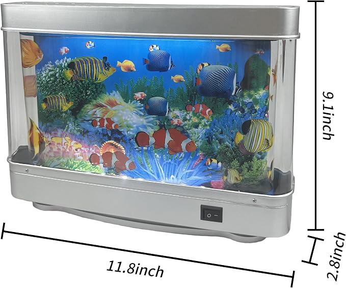 Tokenkuko Fake Motion Fish Tank Mini Aquarium, Artificial Tropical Decorative Lamp Night Light with Moving Fish, Gift for Family(US Plug) (Pack of 2)