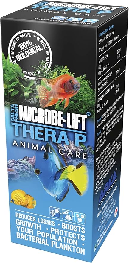 MICROBE-LIFT THERAPH16 TheraP Fish Care Treatment for Freshwater and Saltwater Home Aquariums and Tanks, 16 Ounces (Pack of 4)