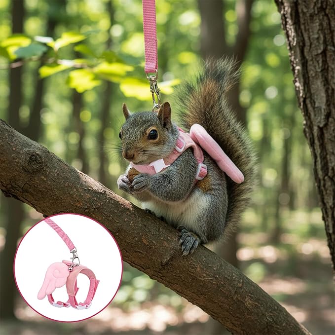 Ferret Harness and Leash Set Small Animals Vest Harness Guinea Pig Clothes with Safe Bell Soft Mesh HarnessLeash Vest for Baby Rabbit Ferret Guinea Pig Teacup Chihuahua Mouse Hamster