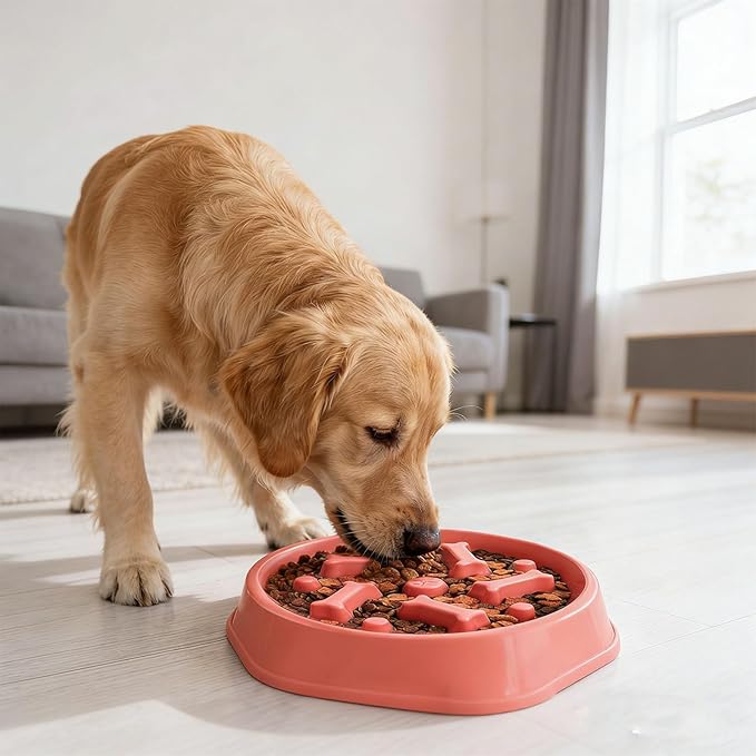 Slow Feeder Dog Bowls Anti Gulping Reduces Gastric Burden Prevents Bloat and Digestive Issues Safe Durable Material Easy to Clean Puppy Slow Feeder Bowl for Healthy Eating Excess Energy Management