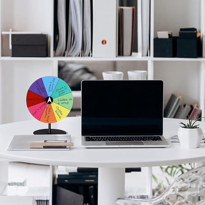 Airpark Prize Wheel Dry Erase 8 Inch Spinning Wheel for Prizes All Metal Tabletop Roulette Wheel of Fortune for Party Birthday Wedding Housewarming Christmas New Year Graduation and Carnival Games