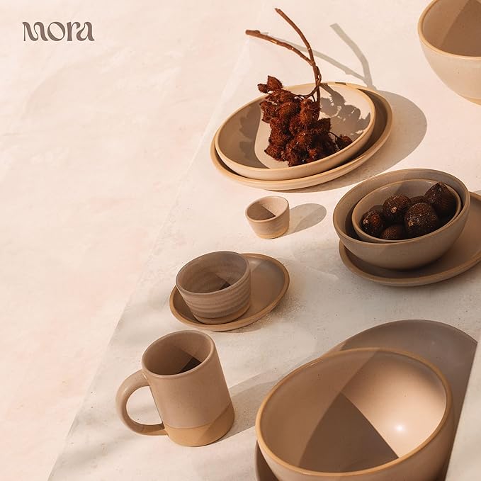 MORA Small Bowls Set of 4, 16oz Ceramic Pottery Dessert Bowls - Microwave, Oven and Dishwasher Safe - Harvest