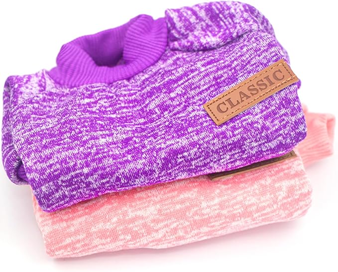 2 Pieces Dog Sweaters for Small Dogs Fall Dog Clothes Female Winter Fleece Puppy Sweaters Warm Thick Outfit Pet Small Dog Sweater for Boy Girl Dogs Yorkie, Chihuahua, Bulldog, Dachshund, Pug,Large