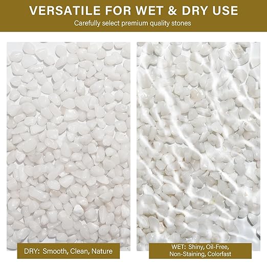 NUPICK 6 lbs Pebbles for Indoor Plants, 3/8 Inch Pea Gravel for Fish Tank, Polished Decorative Rocks for Succulent, Natural River Stones for Vases, Cactus, Landscaping, Bird Bath, Aquarium, White