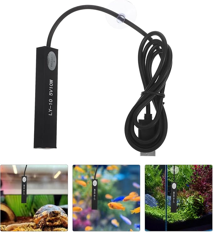NUOBESTY Mini Aquarium Heater USB 10w for Aquatic Turtles and Pets Energy Efficient Abs Compact Fish Tank Heater with Overheat Protection Easy to Install Needs and Small Fish Bowls 2-5l