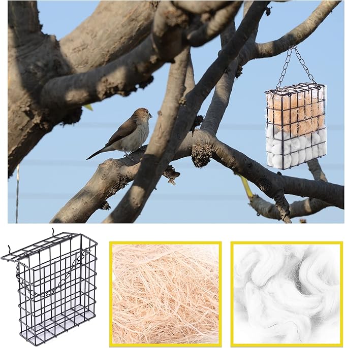 Bird Nesting Material Set Globe Humming Bird Nesters Hanging Bird House for Outdoor Wild Bird Nesting Station Cozy Resting Place, black (z33)