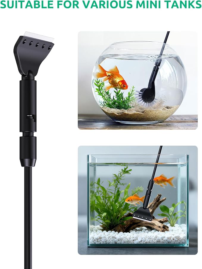 Aquarium Algae Scraper Small Fish Tank Cleaner for Glass Algae Scrubber Set | 5in1 Aquariums Cleaning kit with Seaweed Scraper, Flat Sponge, Fish Net, Clean Brush, Tube Brush for Freshwater turtle Tanks