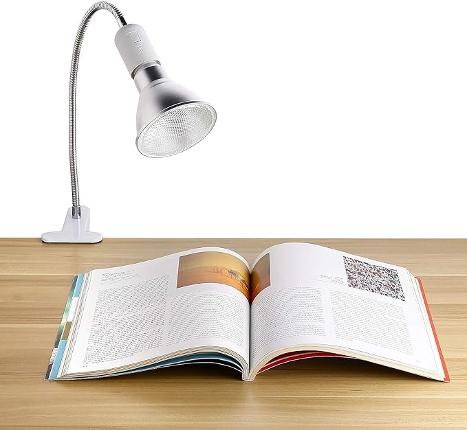 Bonlux E26 Clamp Lamp Fixture, Flexible Neck Clip Light Fixture with On/Off Switch US Plug for E26 Socket Plant Grow, Desk, Reptile Lamp Holder (2-Pack)