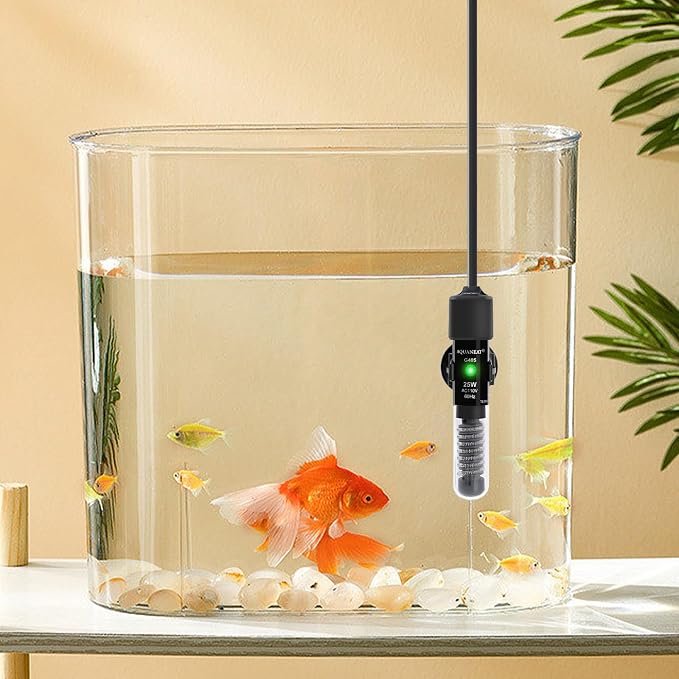AQUANEAT Aquarium Heater, 25W Small Betta Fish Tank Heater, Mini Preset Water Thermostat with a Thermometer (Pack of 2)