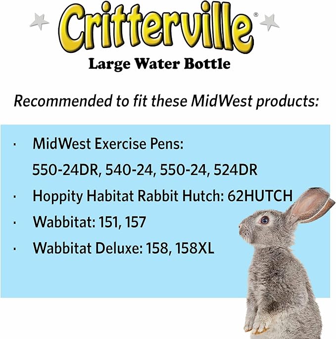 MidWest Homes for Pets Large Animal Water Bottle | Ideal for Hamsters, Mice, Guinea Pigs & Rabbits, Large