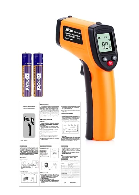 Digital Infrared Thermometer Tool Gun with Adjustable Emissivity Non-Contact Laser Temperature Gun with Max/Min Measure for Kitchen Cooking Industry Automobile -58°F ~ 752°F