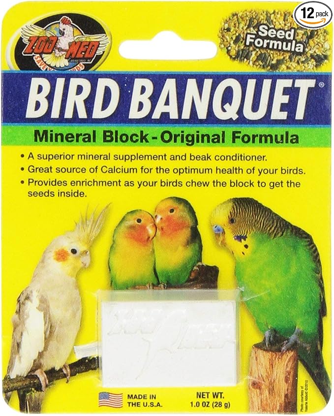 Zoo Med Bird Banquet Mineral Block - Original Seed Formula Small - 1 Block - 1 oz - Pack of 12