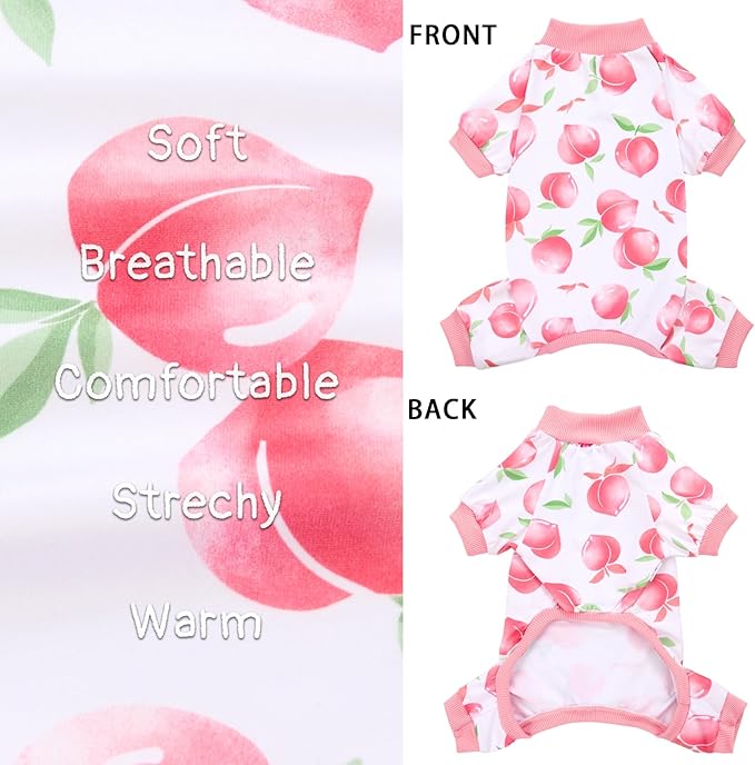 XPUDAC 4 Pieces Dog Pajamas Small Sized Dogs Boy Girl Strechy Soft Pjs Summer Pet Clothes for Dog Cat Puppy Onesies, L