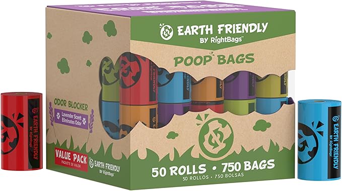 Earth Friendly Extra Thick and Strong Dog Poop Bags, Odor Blocker (Multi-Color, 750 Count)