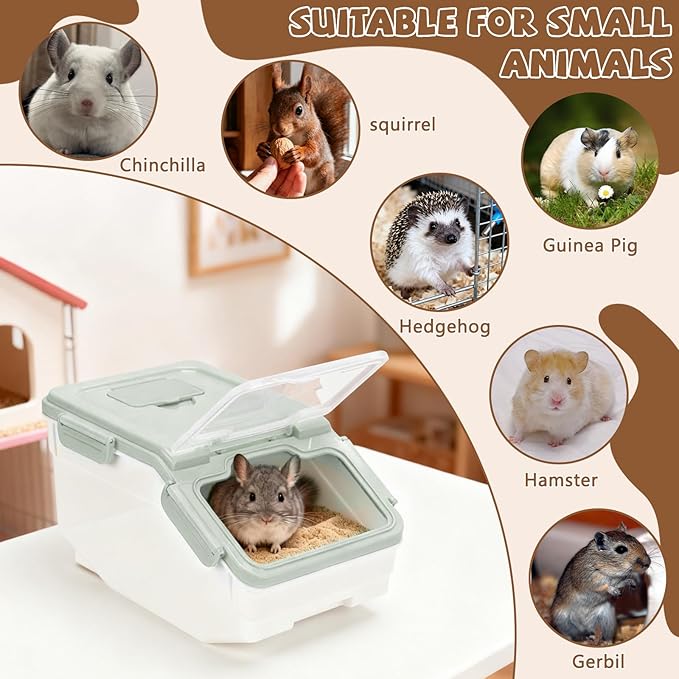 Extra Large Chinchilla Sand Bath Container Kit, Plastic Chinchilla Dust Bath House with Wash and Care Accessories, Dust Bathtub for Hamster Hedgehog Guinea Pig and Other Small Animals