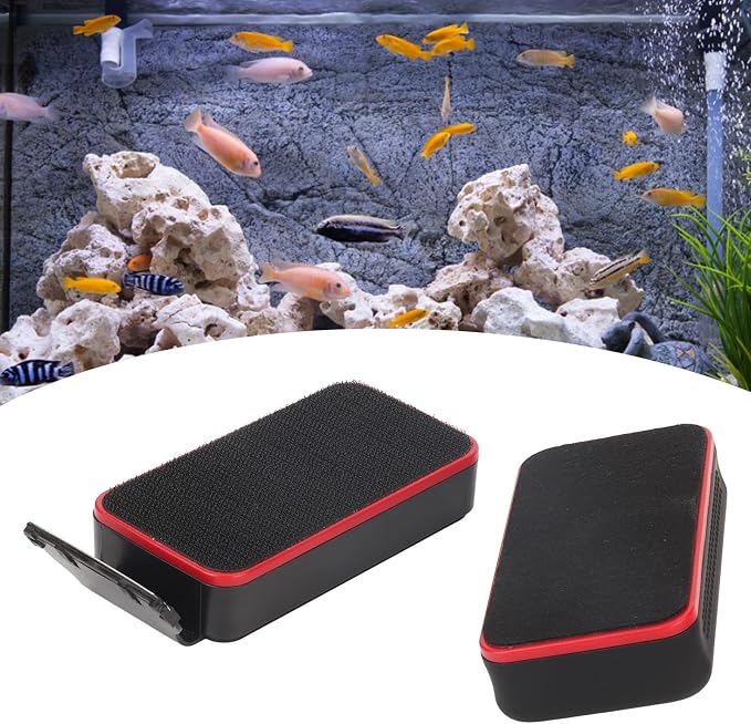 Asixxsix Aquarium Strong Magnetic Cleaner, Fish t ANK algaes Magnet Cleaning Tool with algaes Scraper for Glass Aquariums t ANK, Floating Scrubber Brush with Scraper (XL, Suitable for 15mm/0.6in