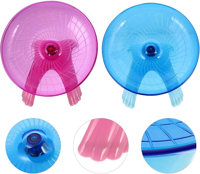 DOITOOL 2pcs Hamster Running Wheel 18cm Plastic Flying Saucer Exercise Wheel for Small Pets Hamster Activity and Plaything Set