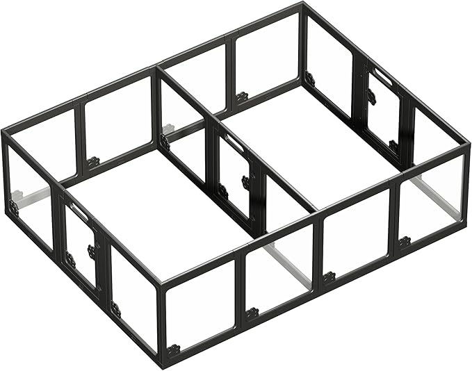 Albott Acrylic Clear Dog Playpen Indoor, Modular Puppy Cat Small Pet Play Pen with 3 Doors, Transparent Fence for Little Dogs, Cats, Rabbits, Easy Assemble and Disassemble, Black (24" H, 17 pcs)