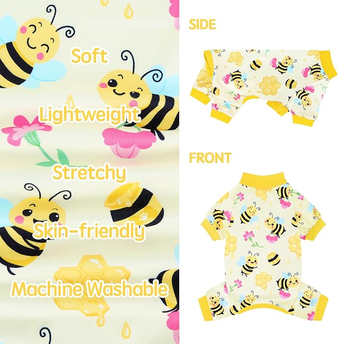 XPUDAC 4 Pack Dog Pajamas, Soft Cute Puppy Clothes, Comfy Dog Pjs Onesie Lightweight Pet Outfit for Small Medium Dogs Girl Boy, XS