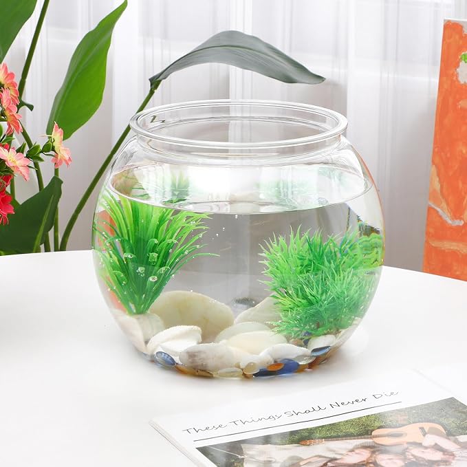 Plastic Fish Bowls, Round Plastic Fish Tank 1.06 Gallon Aquarium Hydroponic Planter Floral Container for Prizes, Party, Table Centerpiece Home Decor