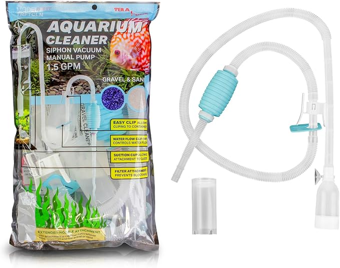 TERA PUMP 2 Pack Fish Tank Gravel Cleaner Siphon for 10-20 Gallon | Manual Water Pump, BPA-Free, Water Change Siphon Hose