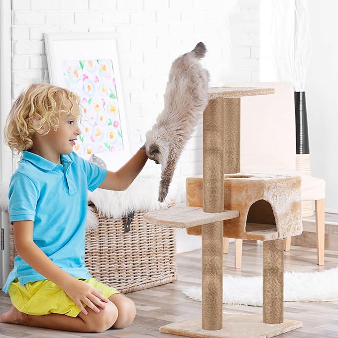 4 PCS M8 Cat Scratching Post Replacement, 15.7 x 3.1 Inches Cat Tree Replacement Post Jute Pole for Indoor Cats with M8 Screws, for Kitten Tree Tower Spare Cat Furniture Accessories