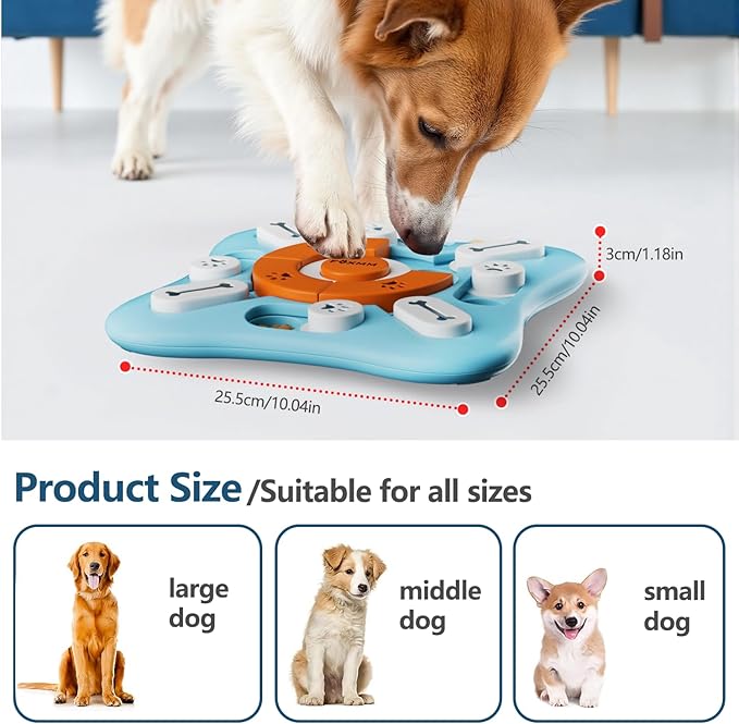 FOXMM Interactive Dog Treat Puzzle Toys for IQ Training & Mental Stimulating,Fun Slow Feeder,Large Medium Small Dogs Enrichment Toys with Squeak Design