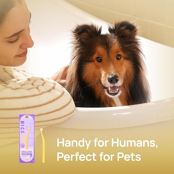 HICC PET Toothbrush for Cats & Small Dogs, Vet-Recommended Ergonomic Pet Toothbrush for Easy Teeth Cleaning, Gentle on Gums, Cat & Dog Dental Care, Improves Oral Hygiene. Toothpaste Not Included