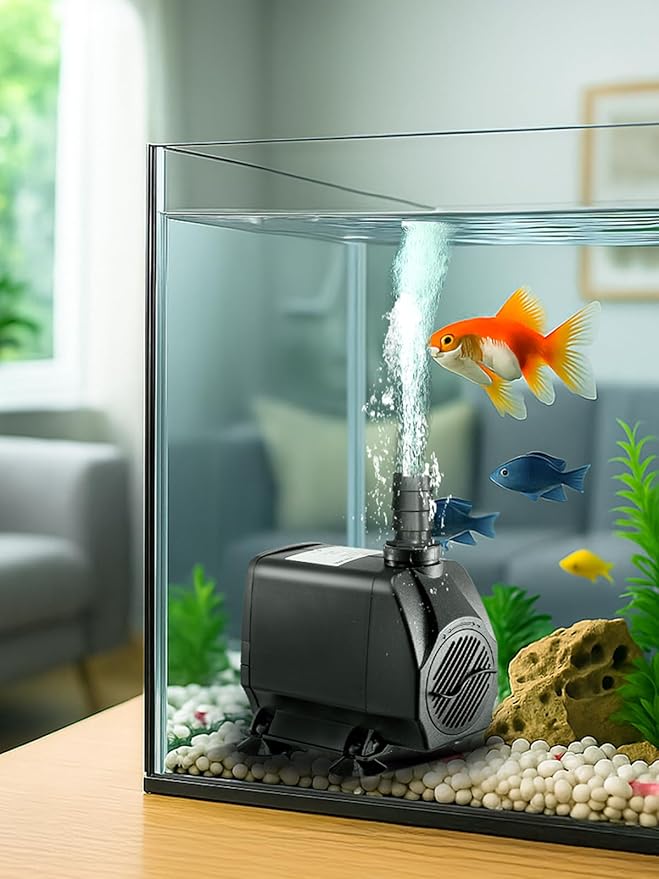 GROWNEER 1100GPH Submersible Pump 90W Fountain Water Pump 4100L/H, with 13ft High Lift, 4 Nozzles for Aquarium, Fish Tank, Pond, Hydroponics, Statuary, Garden, Black(1100GPH)