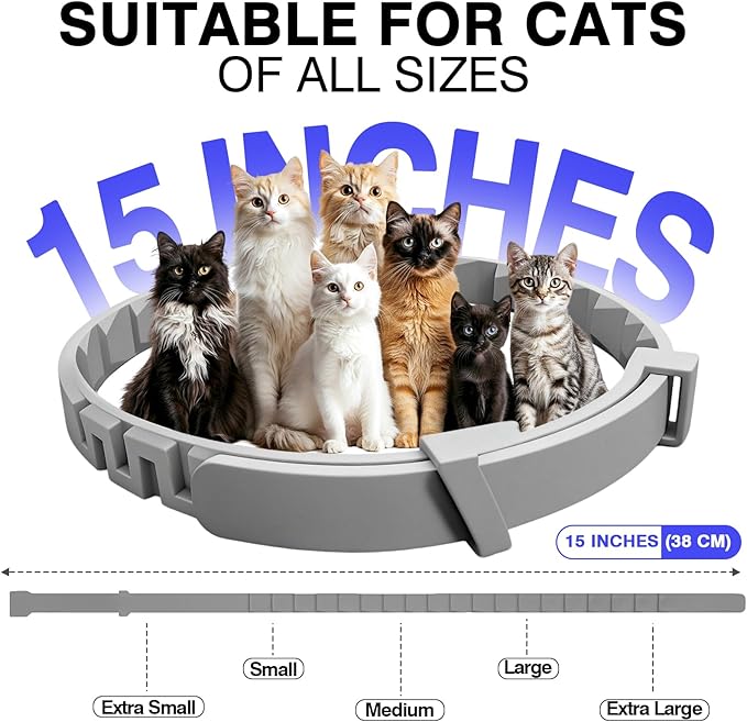 Calming Collar for Cats 8 PK Cat Stress and Anxiety Relief Pheromone Collar for Cats Anti Aggression for Cats Cat Meowing Stopper Cat Calming Collars for 30 Days Adjustable Waterproof Rapid Effect