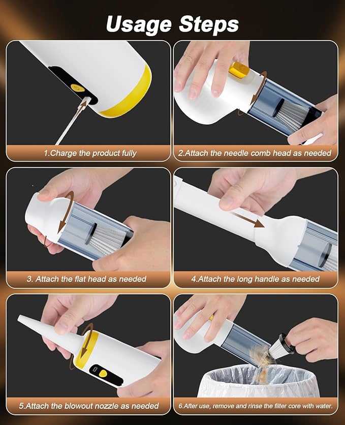 Cordless Dog Vacuum Groomer Kit,Cordless Rechargeable Vacuum Cat Brush for Hair,Handheld mini Pet Vacuum Brush,4200Pa Pet Grooming Cleaner With Comb Hair,Suitable for All Types of Cats and Dogs