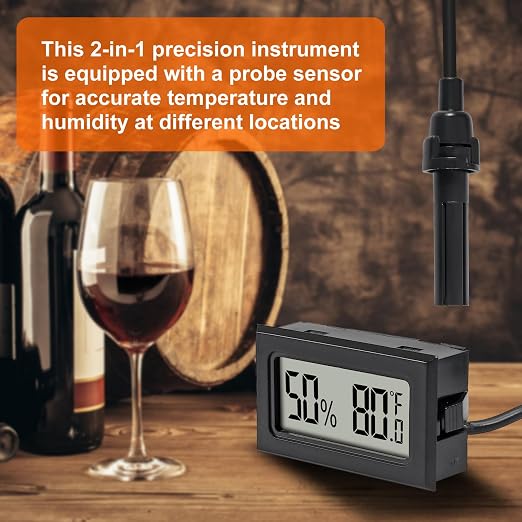 10Pcs Mini Digital Thermometer Hygrometer Gauge with Probe Sensor LCD Display Meter Indoor Temperature Humidity Fahrenheit Meter for Incubator Plant Tank Garden ℉