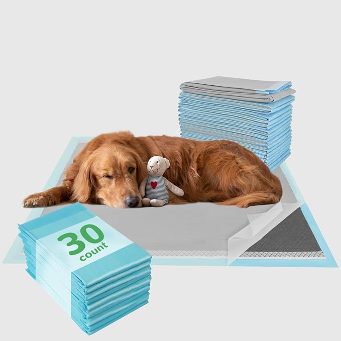 DEEP DEAR Charcoal Puppy Pads 28"x34" (30-Count), Activated Carbon Dog Pads Extra Large, Leak-Proof Pee Pads for Dogs, Super Absorbent Pet Training Pads for Puppies, Piddle Pads for Doggies, Cats