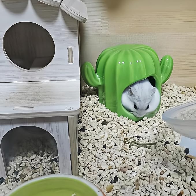 GKYZBB Hamster Hideout Ceramic,Hamster House and Habitats Cool Bed Ideal for All Season Dwarf Gerbil Mice Golden Bear (Green)