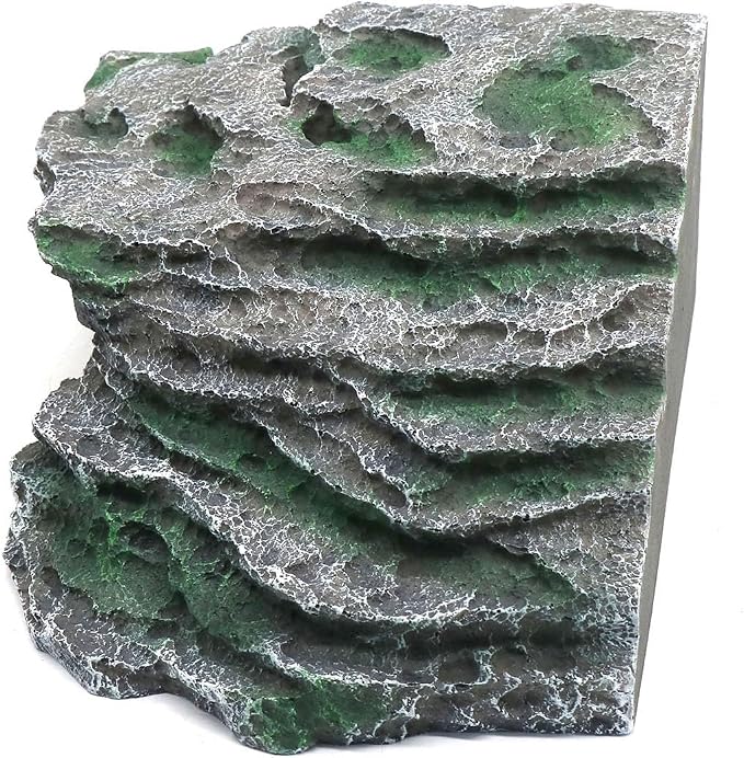 Large Reptile Hide Shale Scape Step Ledge, Reptile Cave Hideout, Bearded Dragons Accessories, Basking Rocks for Bearded Dragons (Large-B-11.8 * 9.8 * 5.3)