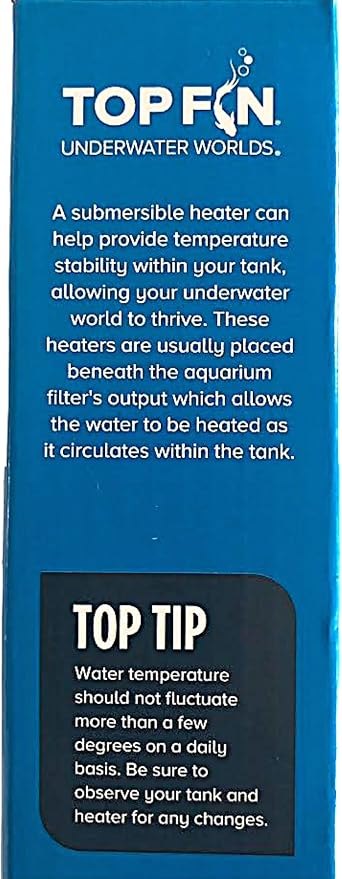 Top Fin Compact Subersible Aquarium Heater On & Off Loght Indicator with Auto Shut-Off. (5-10 Gallon Aquarium)