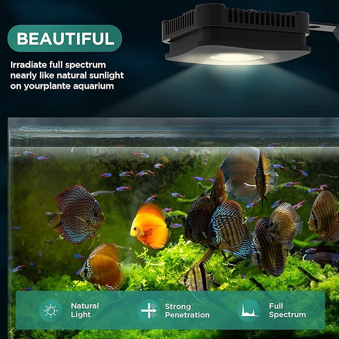 Lominie LED Aquarium Light, Full Spectrum Fish Tank Light, Clip on Freshwater Planted Light Adjustable Gooseneck for Freshwater Coral Fish Tanks, Dimmable Nano Refugium Tank Light Supports Remote Wifi