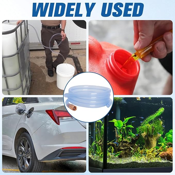 Gas Siphon Hose Pump, Shaker Siphon Hose for Gasoline/Fuel/Water Transfer | 1/2" Valve, Safety Self-Priming Hose for Other Liquids, No Assembly and Easy Storage for Cars, Boats and Motorcycles