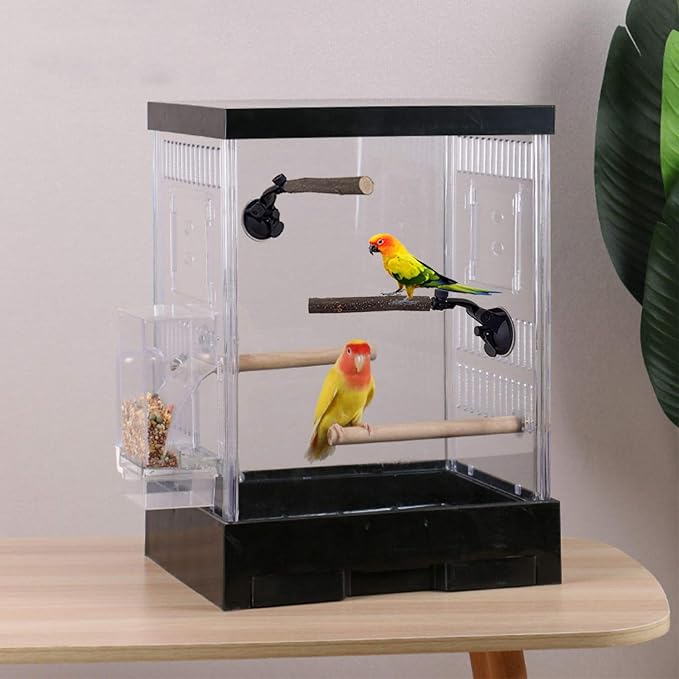 2 PCS Natural Wood Bird Perch with Suction Cup Parrot Shower and Window Perch Stand Bird Portable Suction Cup Shower Perch for Parrot Parakeet Cockatiel Conure Budgie Lovebirds