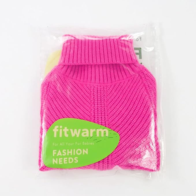 Fitwarm Valentines Dog Turtleneck Sweater, Dog Winter Clothes for Small Dogs Girl, Knitted Pet Coat, Cat Outfit, Hot Pink, XXL
