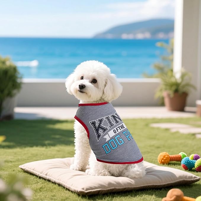 hoyuwak 8 Pieces Pet Shirts Funny Dog Printed Clothes Breathable Cool Puppy Sleeveless Vests for Summer
