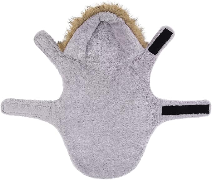 HDE Dog Puffer Jacket Fleece Lined Warm Dog Parka Winter Coat with Harness Hole Navy Retro Stripe - L
