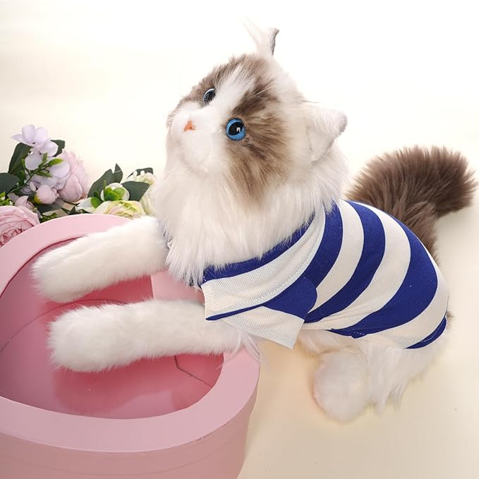Dog Shirt Polo Shirt Striped Collar Puppy Clothes Summer Button Up Pet Clothes for Small Medium Dogs Cats for Boy Girl Pets (Royal Blue, XXX-Large)