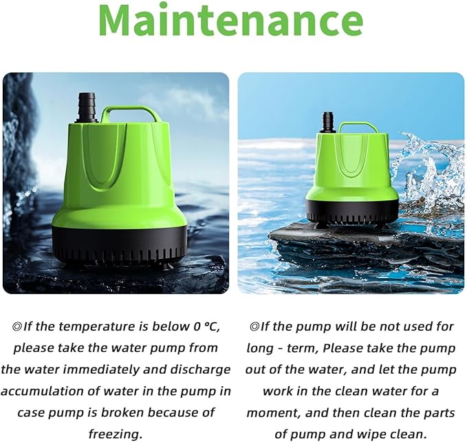 FREESEA Fountain Submersible Water Pump: 330 GPH 25W Small Sump Pump for Outdoor Pond Hydroponic Statuary Waterfall Aquarium Fish Tank