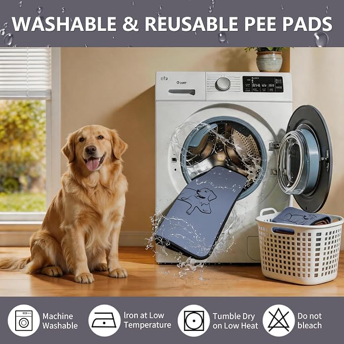 2 Pack Washable Pee Pads for Dogs 24"x36", Reusable Training Puppypads Absorbency Non-Slip & Leak-Proof for Pet Whelping Box Playpen Crate Sofa Bed Floors (Gray)