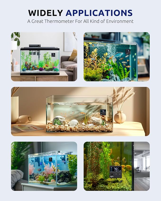 SEAOURA 2-in-1 Digital Aquarium Thermometer with Magnetic Cleaner, New Upgrade Aquarium Thermometer with Motion Sensor